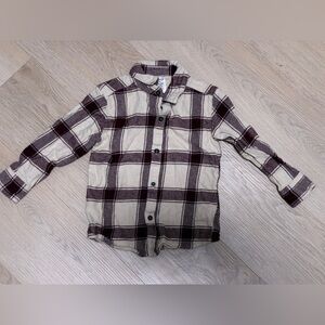 OshKosh B'gosh Cream and Burgundy Plaid Button-Front Shirt
